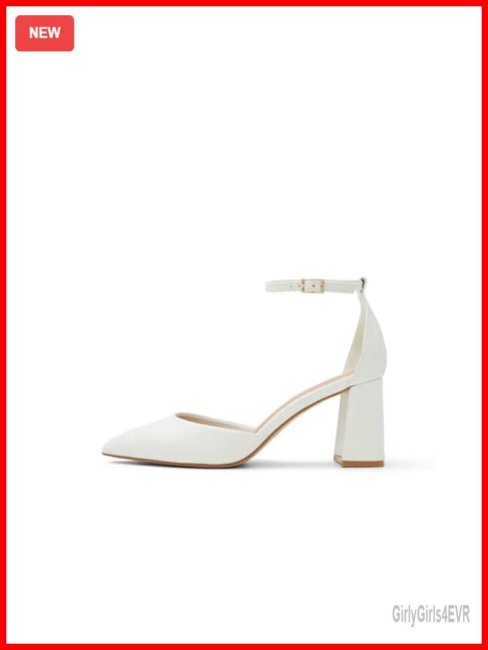 Aldo Jan Ankle-Strap Block Heeled Pump Pointed Toe Leather